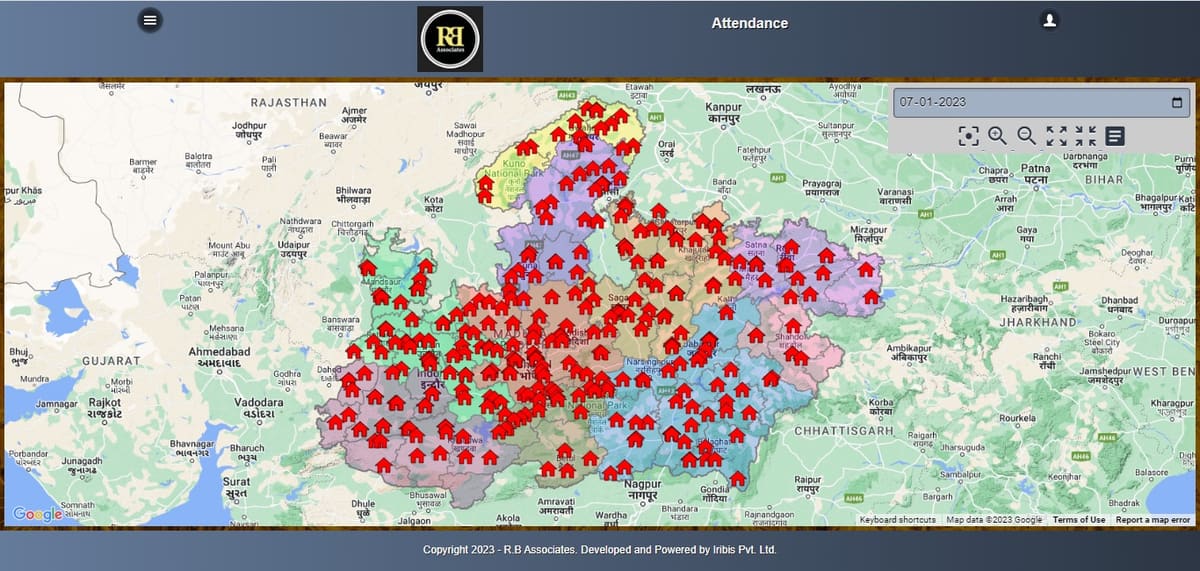 RB Associates warehouse attendance Android app